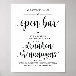 Poster Bar Aberto de Casamento, sinal de xenigmas bêbados