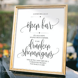 Poster Bar Aberto de Casamento, sinal de xenigmas bêbados