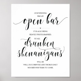 Poster Bar Aberto de Casamento, sinal de xenigmas bêbados