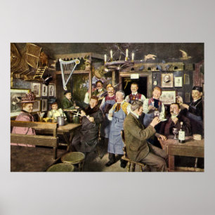 Poster Bar antigo moído com celebrações Pessoas, uma fest