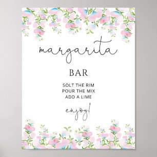 Poster Bar Blush  Chá de panela Floral Rosa