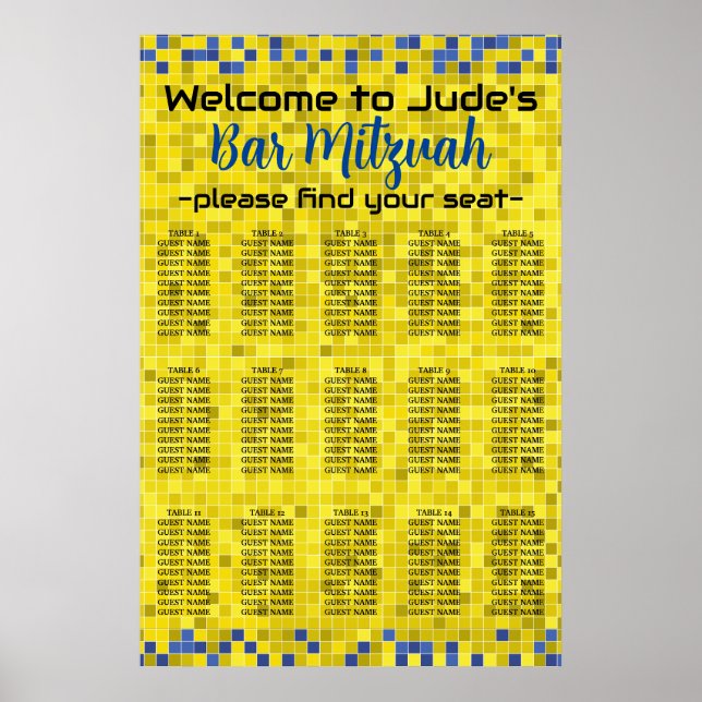 Poster BAR BM e Jogo Mitzvah Bat no Gráfico de Assentos (Frente)