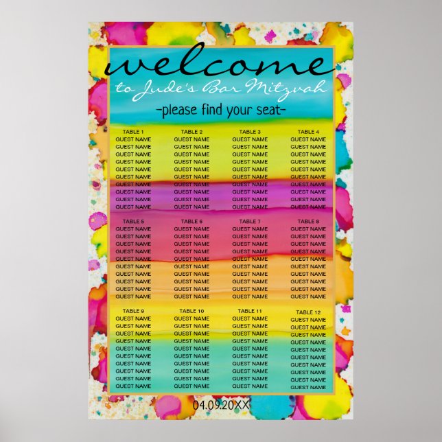Poster BAR BM N Bat Mitzvah Confetti (Frente)