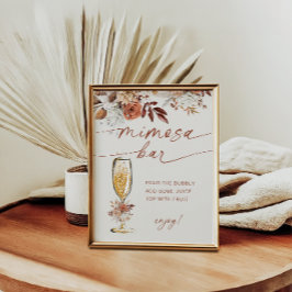Poster Bar Boho Terracotta Mimosa Floral
