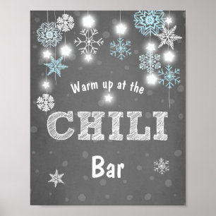 Póster Bar Chili - Sinal azul Flocos de neve de inverno