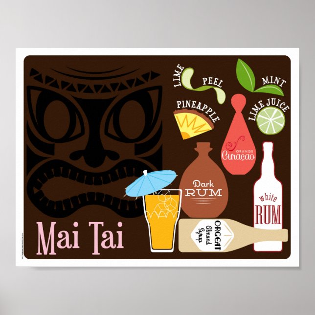 Póster Bar Cocktail Mai Tai Tiki (Frente)