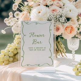 Poster Bar da Flor de Quadro Verde Desenhado à Mão