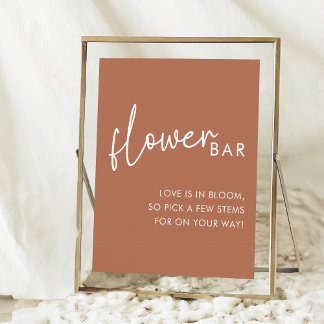 Poster Bar da Flor do Chá de Script Minimalista Terracott