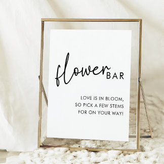 Poster Bar da Flor Mínima Preta e Branca do Chá de panela
