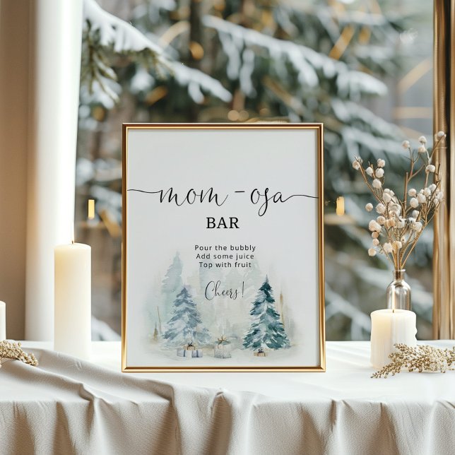 Poster Bar da mãe da árvore de Natal da neve do inverno (Criador carregado)