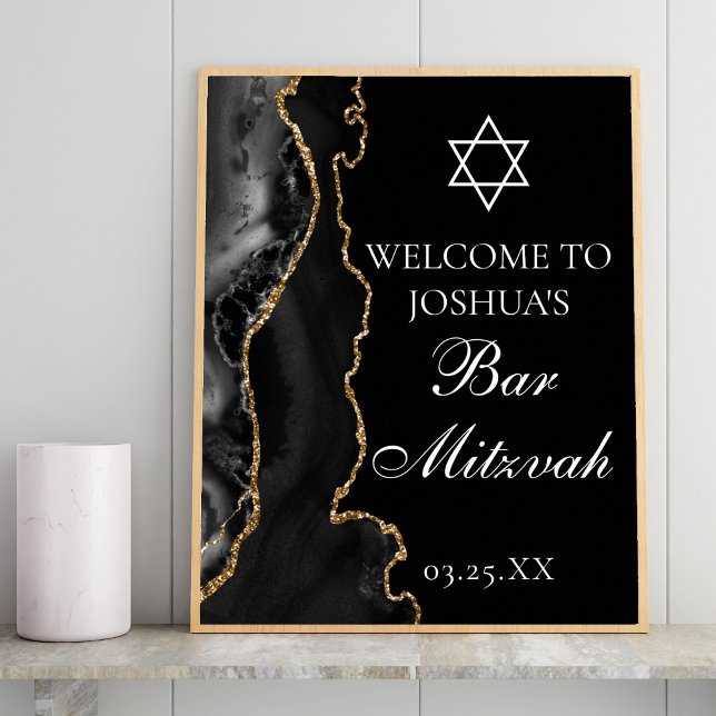 Poster Bar de Agate Dourado negro Mitzvah (Criador carregado)