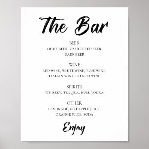 Poster Bar de bebidas alcoólicas modernas, preto e branco