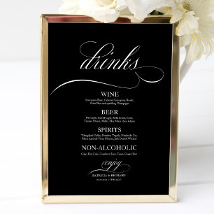 Poster Bar De Bebidas De Casamento Sinal Preto E Branco