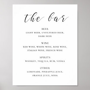Poster bar de bebidas para casamento em caligrafia branca