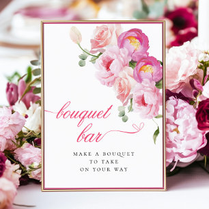 Poster Bar de Bouqet Floral Flor Rosa Quente