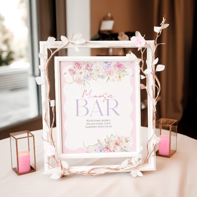 Poster Bar de Bridal Moderna de Flor Floral de Jardim (Criador carregado)