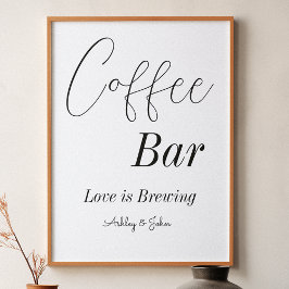 Poster Bar de Café Preto Branco Casamento Chá de Noiva