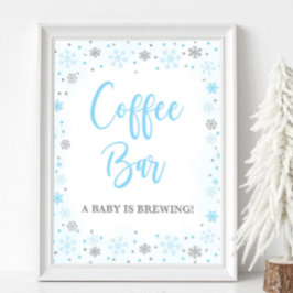 Poster Bar de café Sinal azul de inverno e Chá de fraldas