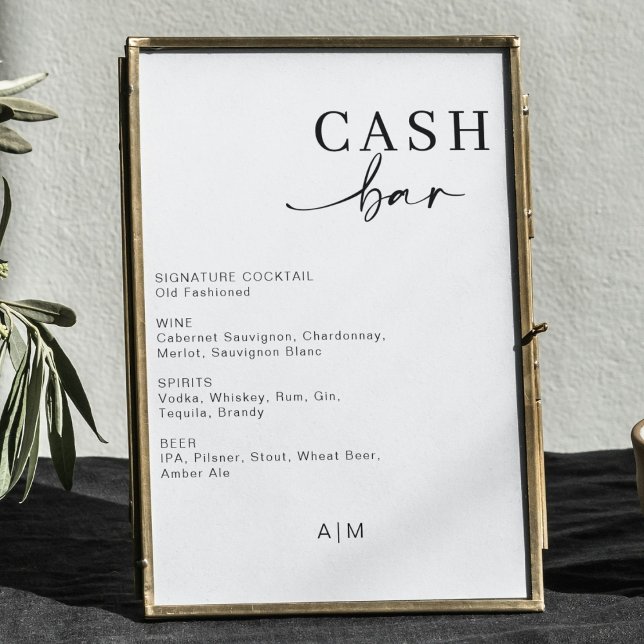 Poster Bar de Caixa Moderno de Casamento | Sinal do menu  (Criador carregado)