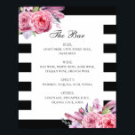 Poster Bar de casamento de flores e de penas de boho pret<br><div class="desc">Bar de poster de bebidas negras e brancas com flores e penas de bolo cor-de-água rosa. Adequado para aniversário,  aniversário e qualquer outra festa. Entre em contato comigo se precisar de itens adicionais.</div>
