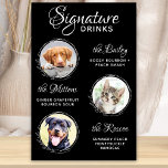 Poster Bar de Casamento de Fotos Personalizado 3 Bebe Ass<br><div class="desc">Signature Drinks de seus animais de estimação! Inclua seu melhor cachorro, melhor gato e qualquer animal de estimação no seu casamento com seu próprio bar de bebida para seus hóspedes. Perfeito para amantes de cães, e um bar especial de cães será um sucesso no seu casamento. Branca simples, mas elegante,...</div>