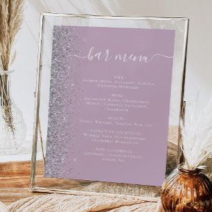 Poster Bar de Casamento Dusty Lilac Silver Glitter