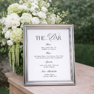 Poster Bar de Casamento Preto e Branco Elegante e Sofisti