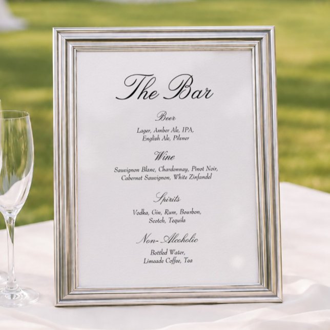 Poster Bar de Casamento Preto e Marfim Elegante e Sofisti (Criador carregado)