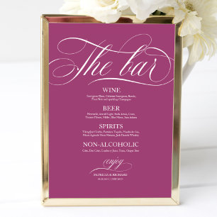 Poster Bar de casamento - Sinal de chic cor-de-rosa