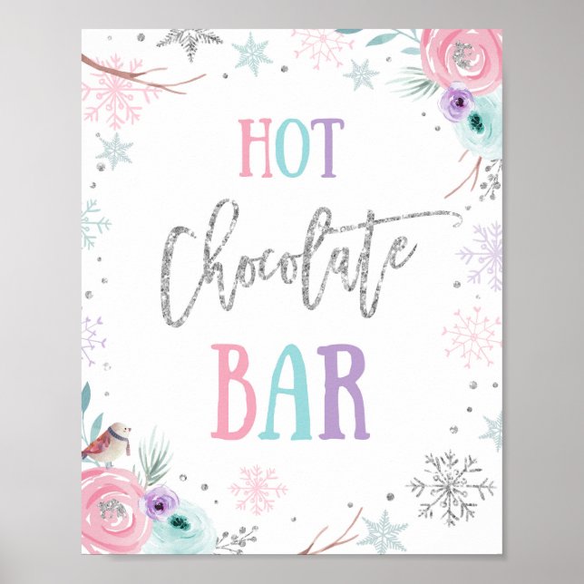 Poster Bar de chocolate quente Cacau inverno Onederland A (Frente)