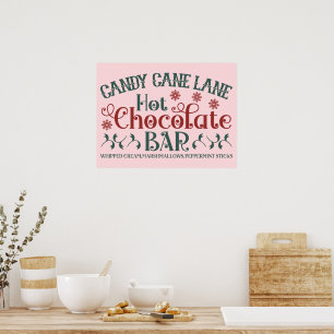 Poster Bar de Chocolate Quente Candy Cane Lane