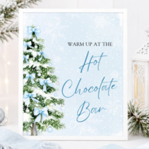 Poster Bar de Chocolate Quente da Árvore de Natal com Laç