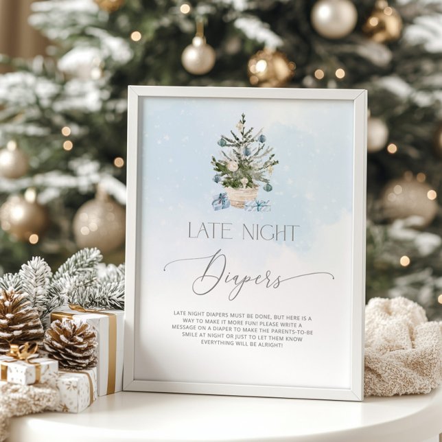 Poster Bar de chocolate quente de árvore de Natal azul (Criador carregado)