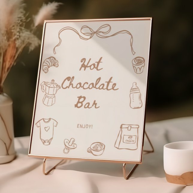 Poster Bar de Chocolate Quente Desenhado à Mão Baby is Br (Criador carregado)