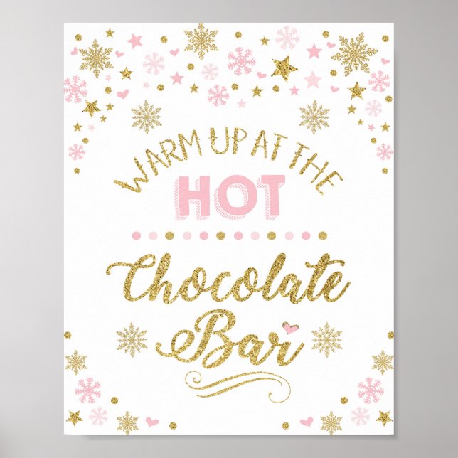 Poster Bar de chocolate quente Floco de neve Floco de inv (Frente)