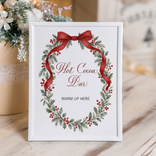 Poster Bar de Chocolate Quente para Chá de Noiva de Natal