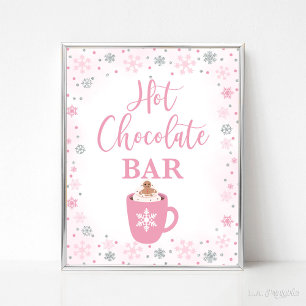 Poster Bar de chocolate quente Sinal de flocos de neve co