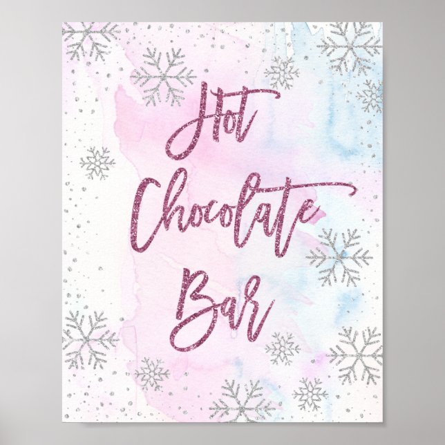 Poster Bar de chocolate quente Snowflater Magenta (Frente)
