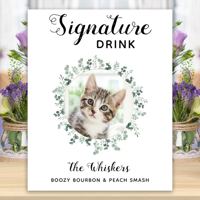 Poster Bar de Cocktail com Assinatura de Casamento de Cat (Criador carregado)