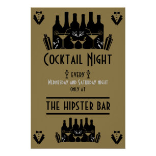 Póster Bar de Coquetéis Noturnos