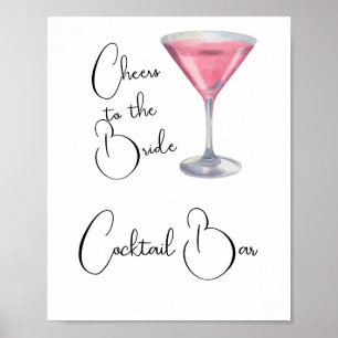 Poster Bar de coquetel aquarela chá de noiva