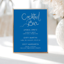 Bar De Coquetel Azul Com Desenho Da Mão