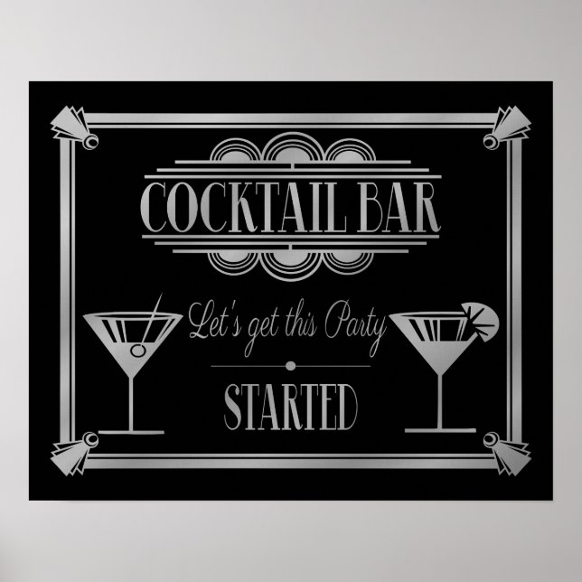 Póster BAR de Deco da ART - Cocktail, sinal Gatsby Party  (Frente)