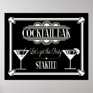 Póster BAR de Deco da ART - Cocktail, sinal Gatsby Party 