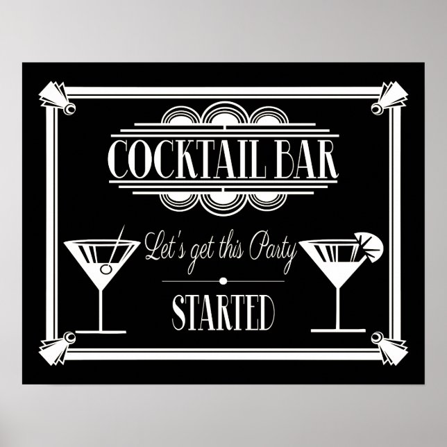 Póster BAR de Deco da ART - Cocktail, sinal Gatsby Party  (Frente)