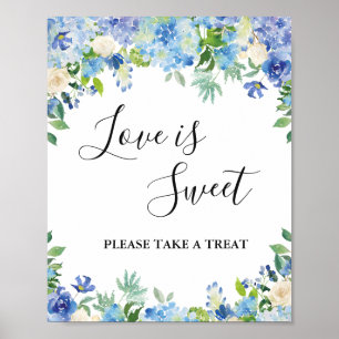 Poster Bar de Deserto de Casamento de Hydrangea Greenery
