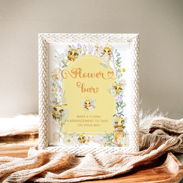 Poster Bar de Flor de Abelhas com Aquarela (Criador carregado)