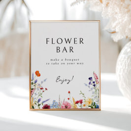 Poster Bar de Flor de Flor Selvagem Colorida Transferível