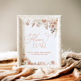 Poster Bar de Flor de Grama Elegante Boho Pampas