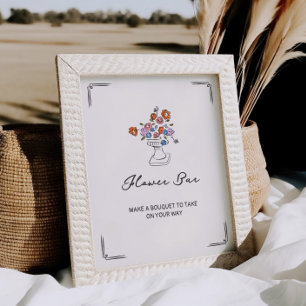 Poster Bar De Flor De Urn Floral Desenhado Pela Mão Quirk